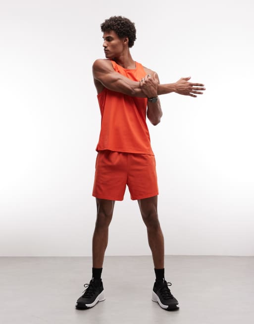 4505 Icon 5 inch quick dry training shorts with zip pockets in tomato red, 4 of 5