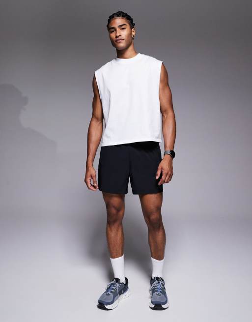 4505 Icon 5 inch quick dry training shorts with zippered pockets in black 