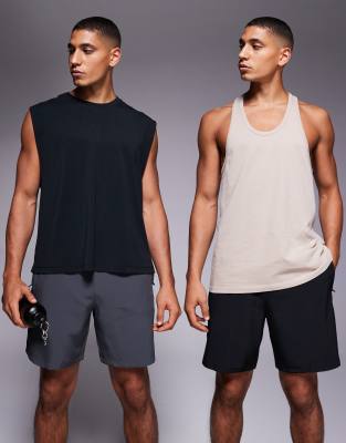 4505 Icon 7 Inch Quick Dry Training Shorts With Zip Pockets 2 Pack In Multi