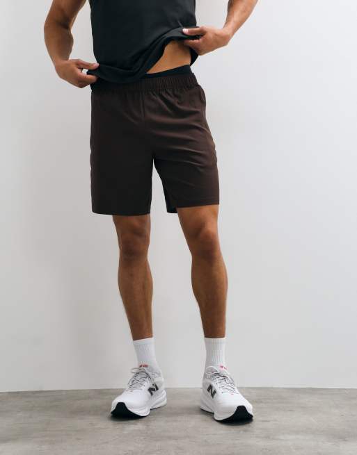 4505 Icon 7 inch quick dry training shorts with zip pockets in brown, 2 of 5