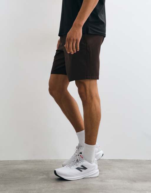 4505 Icon 7 inch quick dry training shorts with zip pockets in brown, 4 of 5