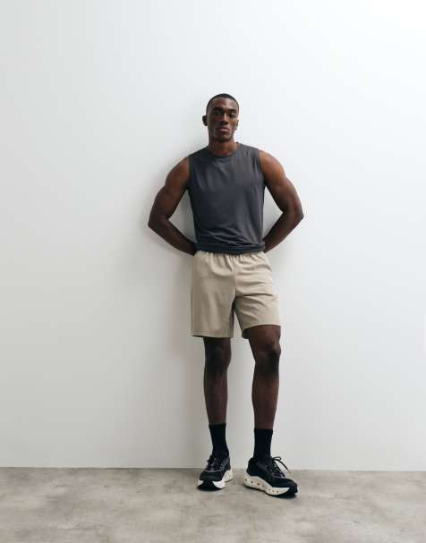 4505 Icon 7 inch quick dry training shorts with zip pockets in greige