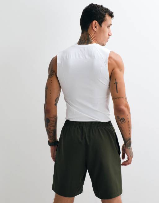 4505 Icon 7 inch quick dry training shorts with zip pockets in khaki green, 5 of 5