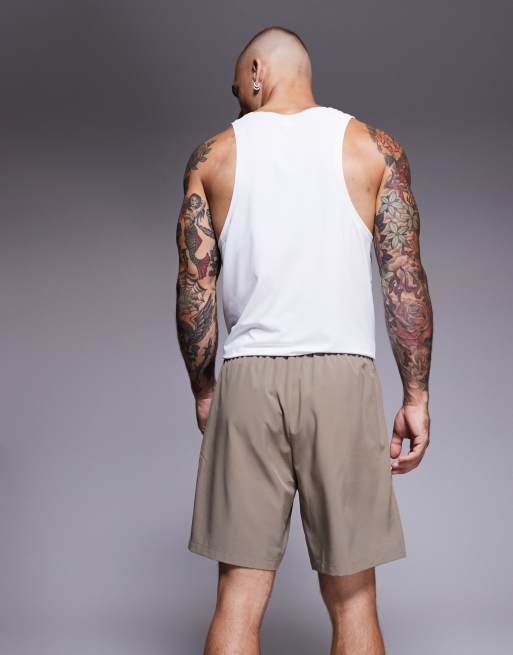4505 Icon 7 inch quick dry training shorts with zip pockets in stone grey, 2 of 5