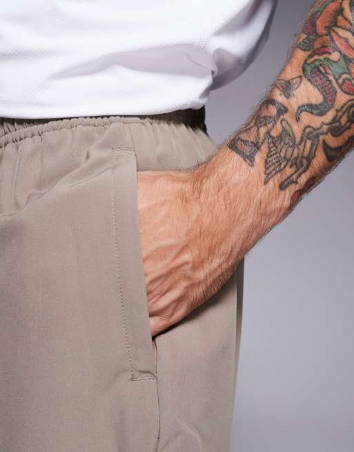 4505 Icon 7 inch quick dry training shorts with zip pockets in stone grey, 3 of 5