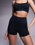 [ASOS] 4505 Icon soft touch high waist 8cm booty shorts in black 14 Black