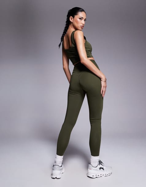 4505 Icon active bum sculpt high waist gym legging with inner pocket in khaki - view 1