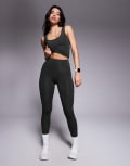 [ASOS] 4505 Icon active bum sculpt high waist gym leggings with inner pocket in khaki-Green 14 Khaki