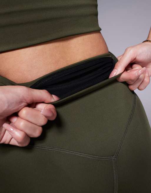 4505 Icon active bum sculpt high waist gym leggings with inner pocket in khaki, 3 of 5