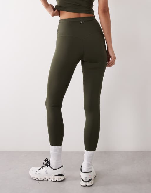 4505 Icon active bum sculpt high waist gym leggings with inner pocket in khaki, 4 of 5