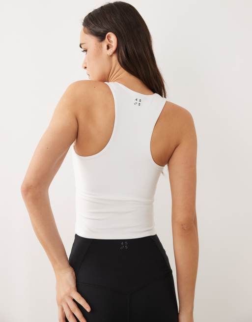 4505 - Icon Active - Canotta bianca con dorso a vogatore, reggiseno interno e imbottitura rimovibile, 3 di 4