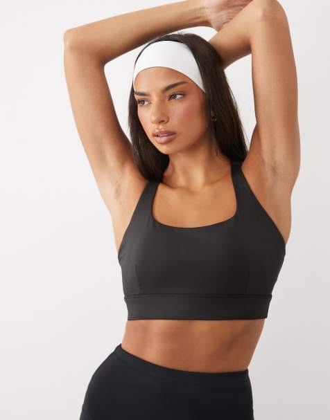 4505 Icon active high support scoop neck sports bra with adjustable straps in black - view 1