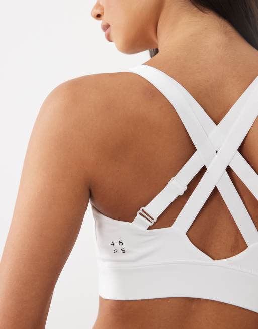 4505 Icon active high support scoop neck sports bra with adjustable straps in white, 3 of 4