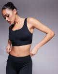 [ASOS] 4505 Icon active high support sports bra with removable padding and adjustable straps in black 10 Black