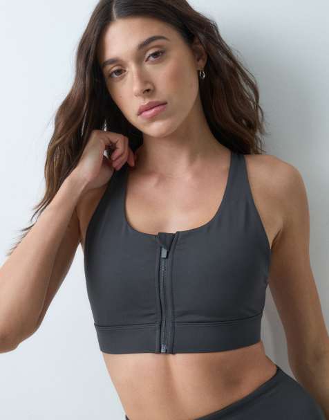 4505 Icon active high support sports bra with removable padding and adjustable straps in charcoal