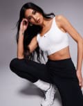 [ASOS] 4505 Icon active high support sports bra with removable padding and adjustable straps in white 6 White