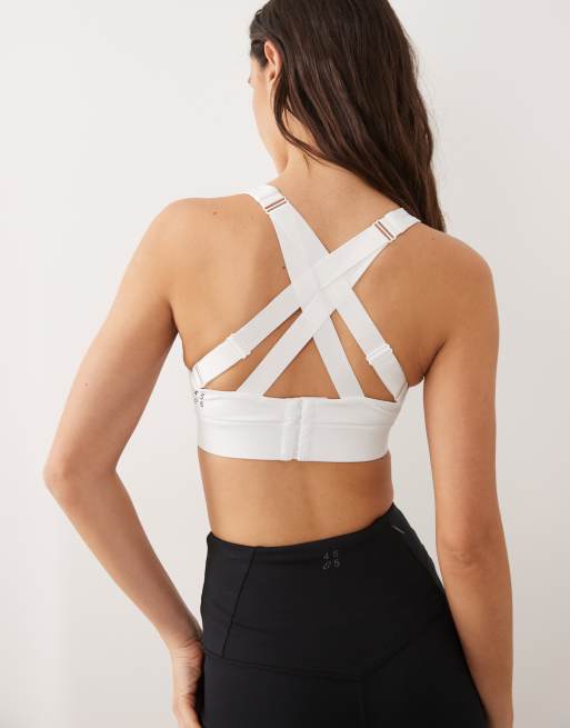 4505 Icon active high support sports bra with removable padding and adjustable straps in white, 3 of 4