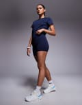 [ASOS] 4505 Icon active high waist 13cm legging shorts with zip phone pocket in deep navy 14 Deep Navy