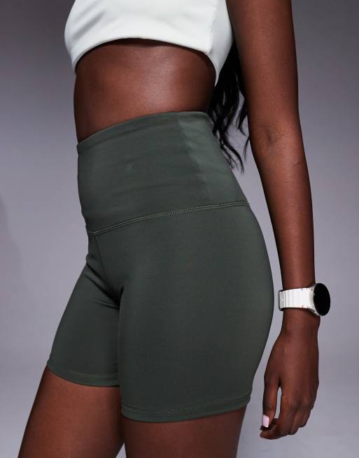 4505 Icon active high waist 5 inch legging short with zip phone pocket in dark green , 2 of 5