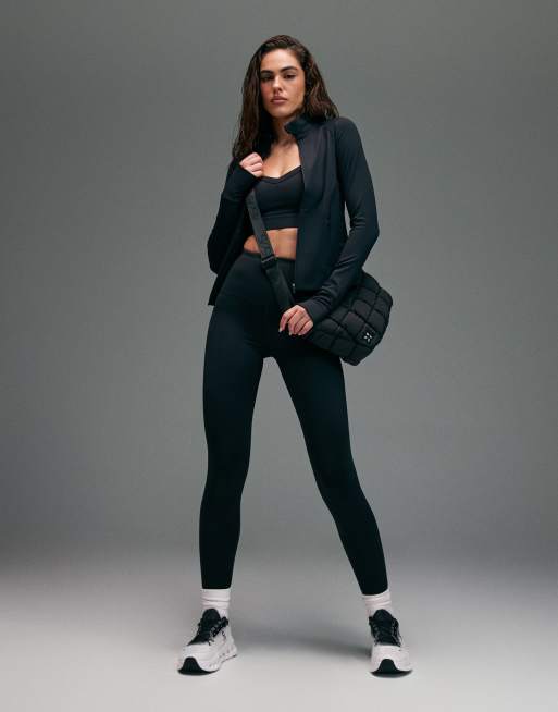 4505 - Icon Active - Leggings da palestra a vita alta neri modellanti sul retro con tasca interna, 5 di 7