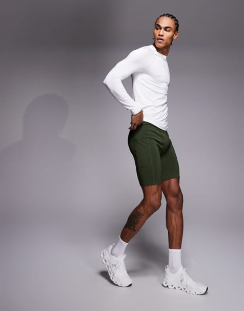 4505 Icon active quick dry base layer training half tights with phone pocket in khaki - view 1