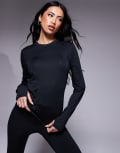 [ASOS] 4505 Icon active quick dry long sleeve running top in black 6 Black