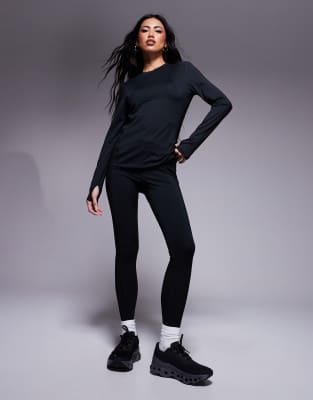 4505 Icon active quick dry long sleeve running top in black