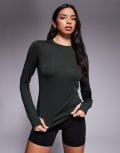 [ASOS] 4505 Icon active quick dry long sleeve running top in dark khaki-Green 4 Dark Khaki