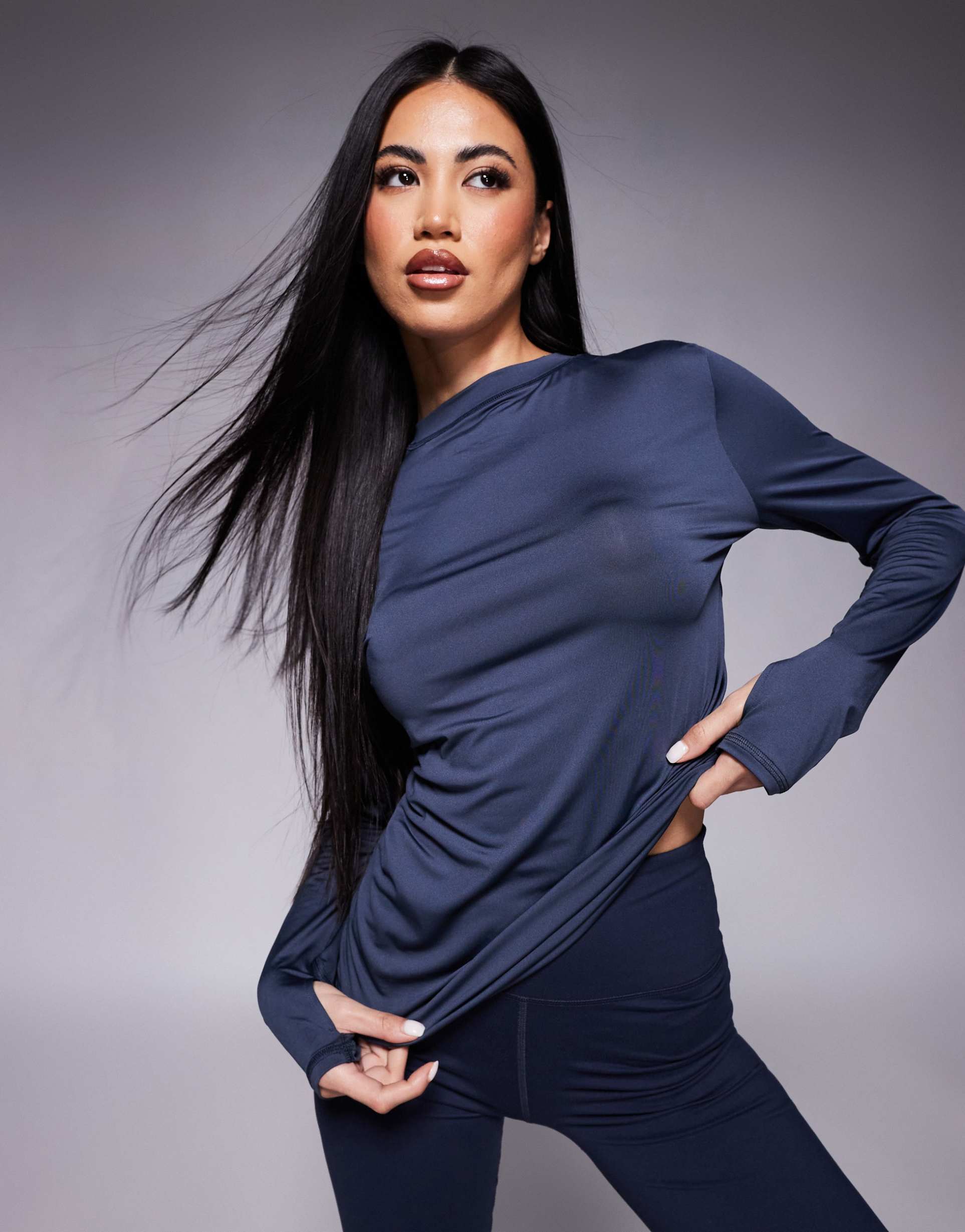 4505 icon active quick dry long sleeve running top in navy