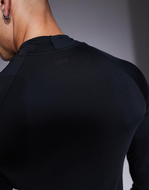 4505 Icon active quick dry muscle fit base layer training long sleeve mock neck top in black, 4 of 4