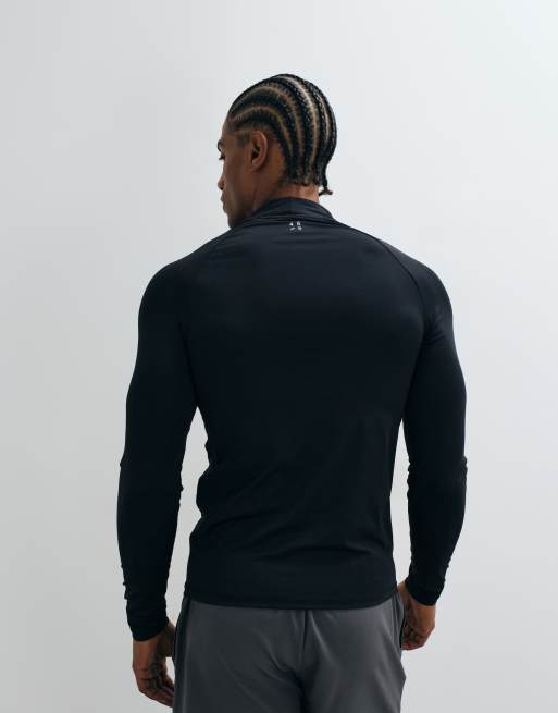 4505 Icon active quick dry muscle fit base layer training long sleeve mock neck top in black, 3 of 5