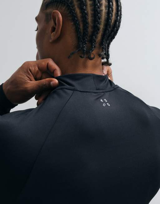 4505 Icon active quick dry muscle fit base layer training long sleeve mock neck top in black, 4 of 5