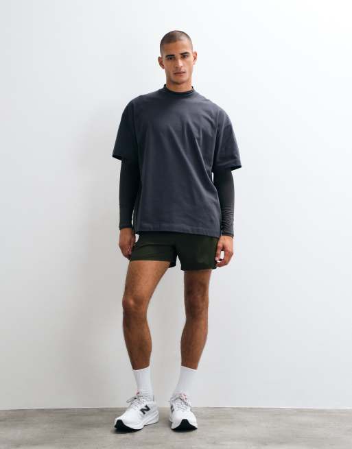 4505 Icon active quick dry muscle fit base layer training long sleeve mock neck top in dark grey, 2 of 5