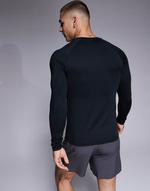4505 Icon active quick dry muscle fit base layer training long sleeve top in black, 4 of 4