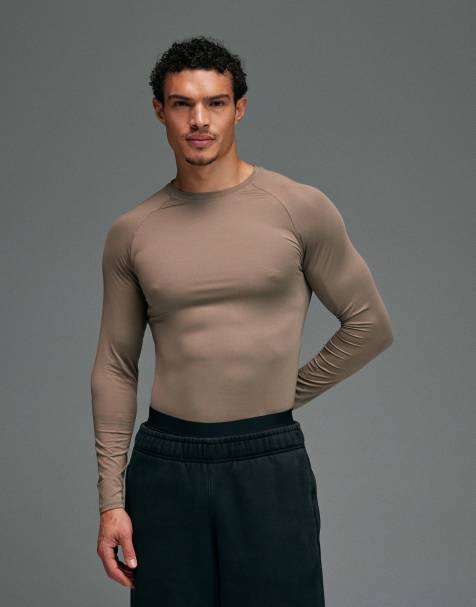 4505 Icon active quick dry muscle fit base layer training long sleeve top in charcoal - view 1