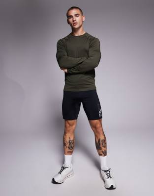 4505 Icon Active Quick Dry Muscle Fit Base Layer Training Long Sleeve Top In Green