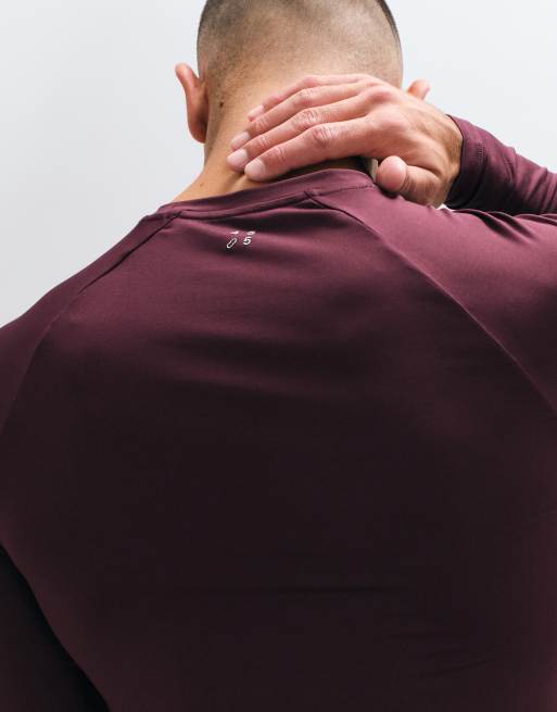 4505 Icon active quick dry muscle fit base layer training long sleeve top in maroon, 2 of 5