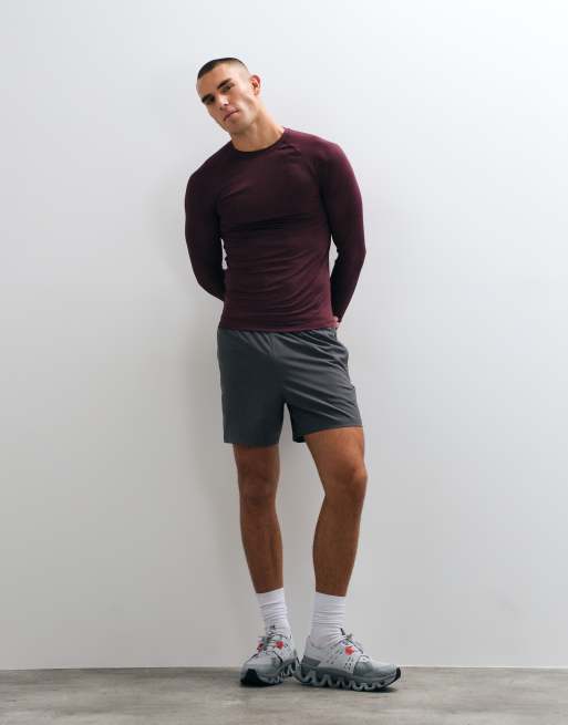 4505 Icon active quick dry muscle fit base layer training long sleeve top in maroon, 4 of 5