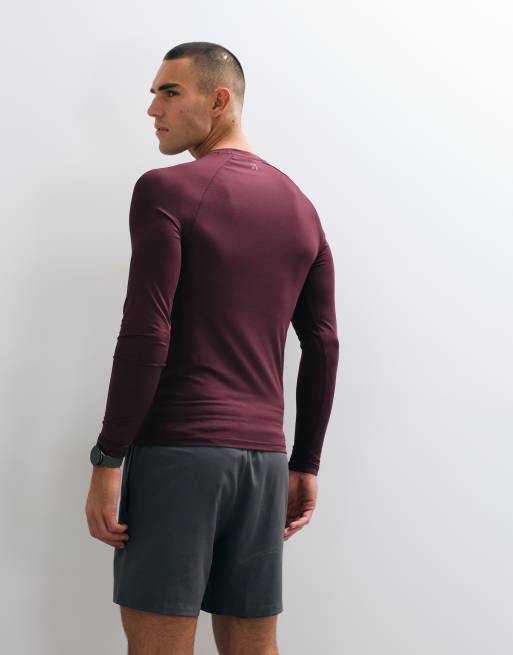 4505 Icon active quick dry muscle fit base layer training long sleeve top in maroon, 5 of 5