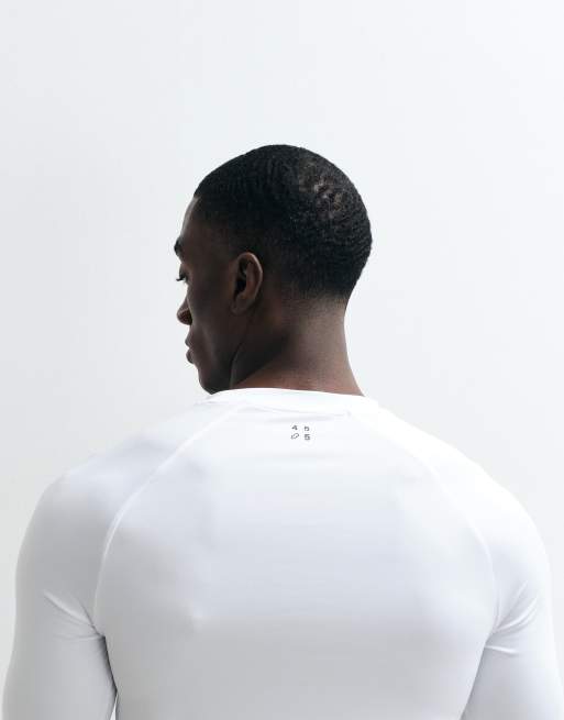 4505 Icon active quick dry muscle fit base layer training long sleeve top in white, 3 of 5