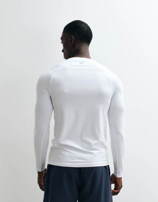 4505 Icon active quick dry muscle fit base layer training long sleeve top in white, 5 of 5
