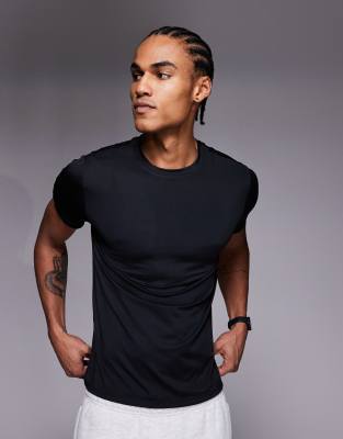 4505 Icon Active Quick Dry Muscle Fit Base Layer Training T-shirt In Black