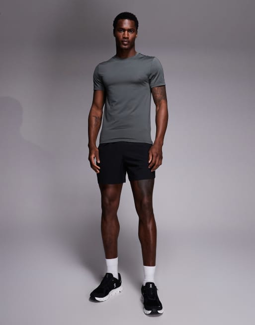 4505 Icon active quick dry muscle fit base layer training t-shirt in dark grey, 2 of 5