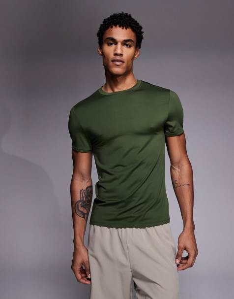 4505 Icon active quick dry muscle fit base layer training t-shirt in khaki - view 1