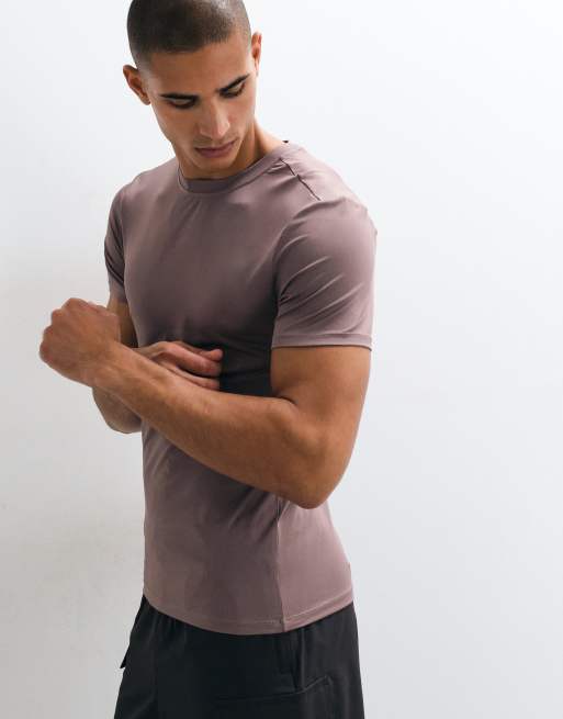 4505 Icon active quick dry muscle fit base layer training t-shirt in taupe brown, 3 of 5