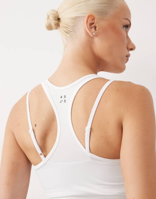 4505 Icon active quick dry racer back tank top in white, 3 of 4