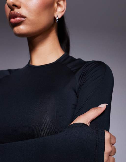 ASOS 4505 Icon slim fit active long sleeve top in black