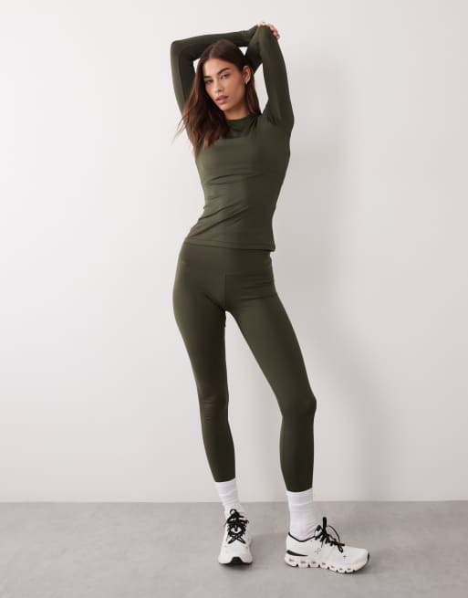 4505 Icon active quick dry slim fit long sleeve top in khaki, 2 of 4