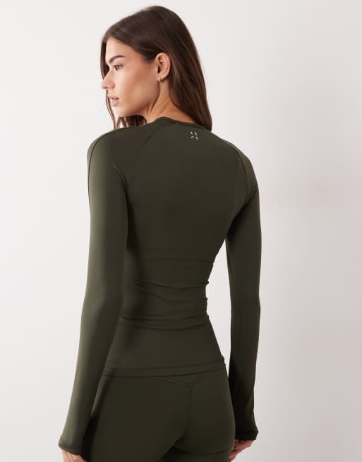 4505 Icon active quick dry slim fit long sleeve top in khaki, 4 of 4