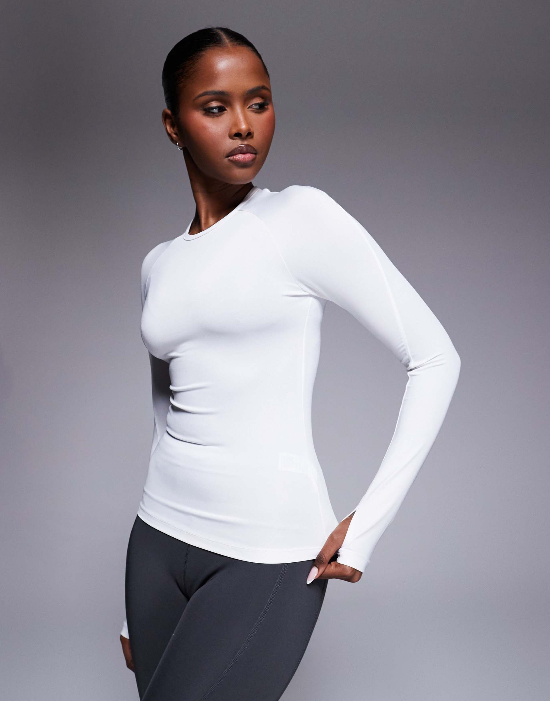 4505 icon active quick dry slim fit long sleeve top in white